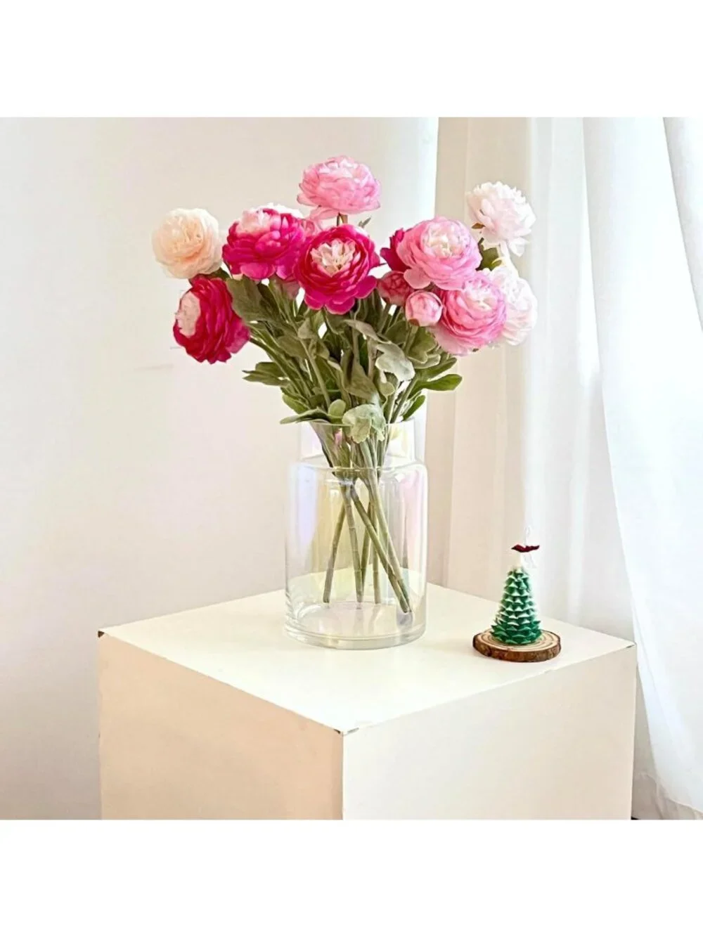 Iridescent Glass Flower Vase - 9 Inch Modern Decorative Centerpiece for Home